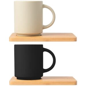 Keramiktasse Café Duo - 325 ml & Bambusbrett-Set