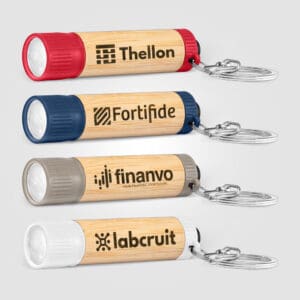 LED-Taschenlampe aus Bambus mit Schlüsselring