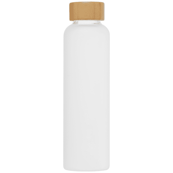 Lucerne - 590 ml Borosilikat-Glasflasche in Milchglasoptik mit Bambus-Deckel
