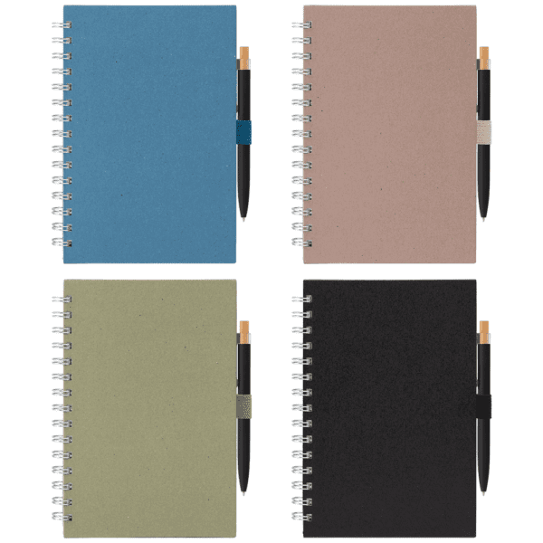 Notizbuch Terra mit Spiral aus recyceltem Milchkarton - A5  und Reborn Kugelschreiber Set
