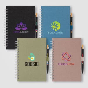 Notizbuch Terra mit Spiral aus recyceltem Milchkarton - A5  und Reborn Kugelschreiber Set