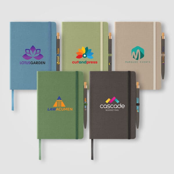 Notizbuch Terra mit festem Einband aus recyceltem Milchkarton - A5 und Reborn Kugelschreiber Set