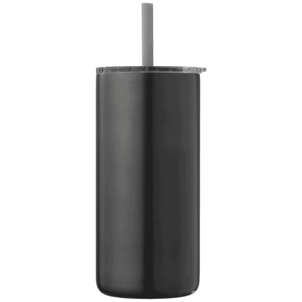 Recycling-Edelstahlbecher Borealis  mit Trinkhalm - 475 ml