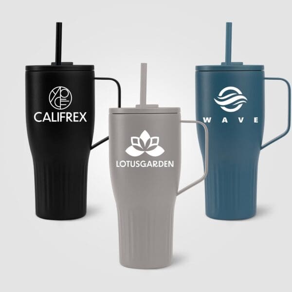 Recycling-Edelstahlbecher Majesty mit Trinkhalm - 890 ml