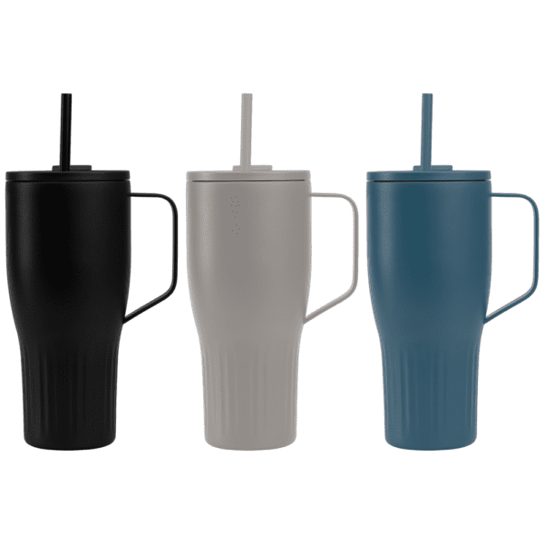 Recycling-Edelstahlbecher Majesty mit Trinkhalm - 890 ml