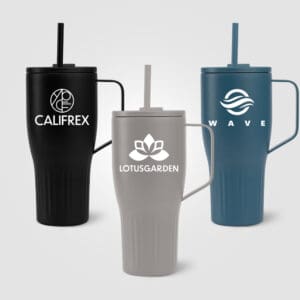 Recycling-Edelstahlbecher Majesty mit Trinkhalm - 890 ml