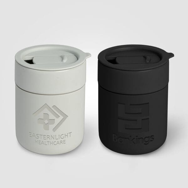 Silikonbecher Obsidian - 295 ml Matte Keramik- und mit Deckel