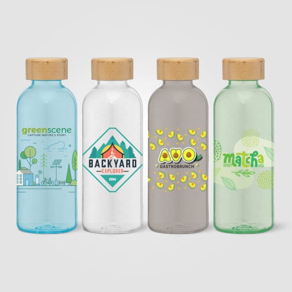 Trinkflasche Strom - 650 ml rPET mit Bambus-Deckel