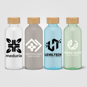 Trinkflasche Strom - 650 ml rPET mit Bambus-Deckel