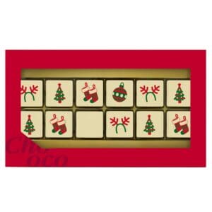 ChocoGiftbox mit 12 Schokoblöckchen 'Weihnachten' + Logo