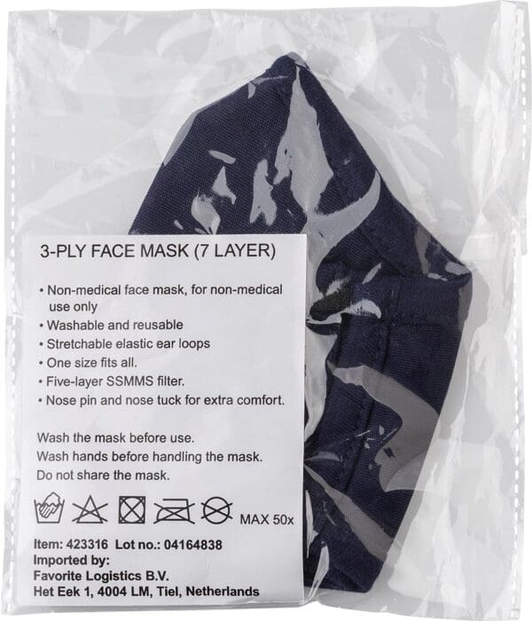 Wiederverwendbare Maske aus Baumwolle und Polyester Riyan