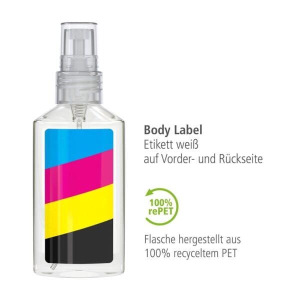 Handreinigungsspray, 50 ml, Body Label (R-PET)