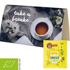 Beuteltee Bio Ginger Lemon, ca. 1,8g, Werbekarte A6 gefaltet