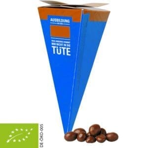 Bio Schoko-Erdnüsse, ca. 30g, Präsent-Pyramide