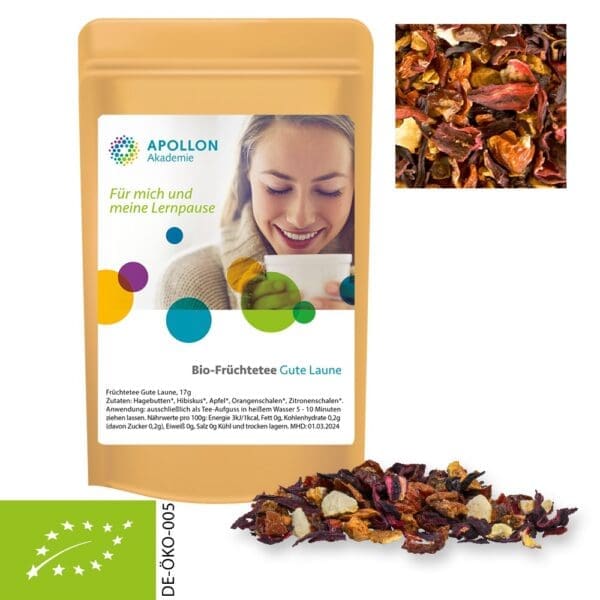 Früchtetee Bio gute Laune, ca. 17g, Standbeutel Mini