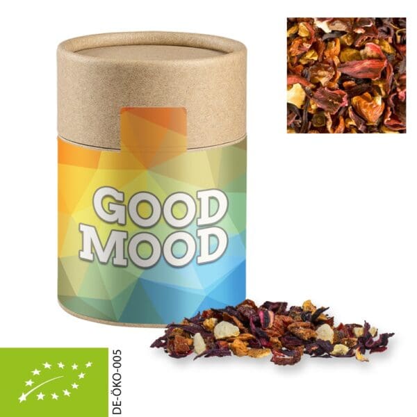 Früchtetee Bio gute Laune, ca. 50g, Kraftpapierdose Midi