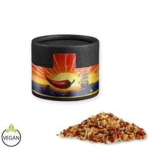Gewürzmischung HOT Karibik Mix, ca. 28g, Kraftpapierdose Mini schwarz