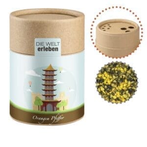Gewürzmischung Orangen-Pfeffer, ca. 75g, Kraftpapierstreuer Midi