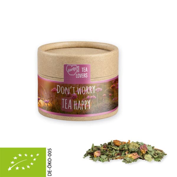 Kräutertee Bio Glücksgefühle, ca. 10g, Kraftpapierdose Mini