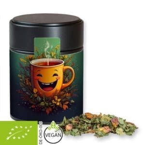 Kräutertee Bio Glücksgefühle, ca. 35g, Metalldose Midi schwarz