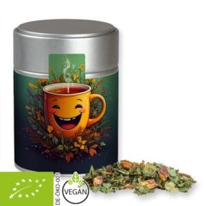 Kräutertee Bio Glücksgefühle, ca. 35g, Metalldose Midi silber