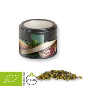 Kräutertee Bio Kräuterfantasie, ca. 15g, Metalldose Mini mit Sichtfenster schwarz