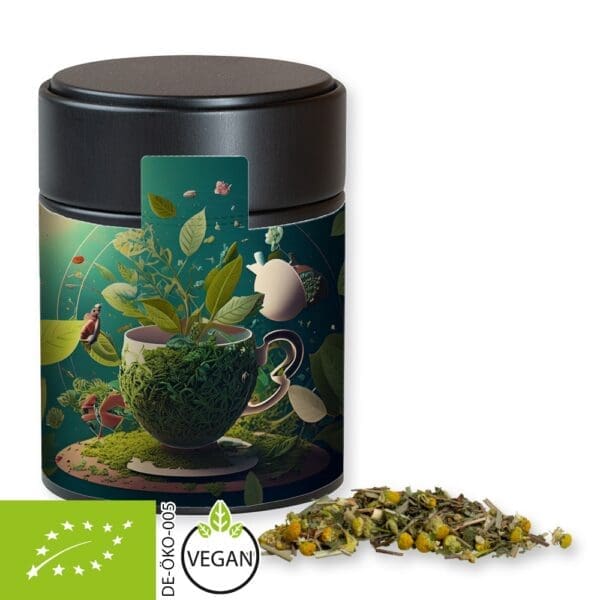 Kräutertee Bio Kräuterfantasie, ca. 30g, Metalldose Midi schwarz