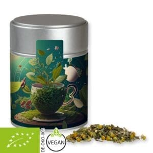 Kräutertee Bio Kräuterfantasie, ca. 30g, Metalldose Midi silber