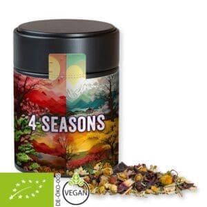 Kräutertee Bio Vierjahreszeiten, ca. 30g, Metalldose Midi schwarz