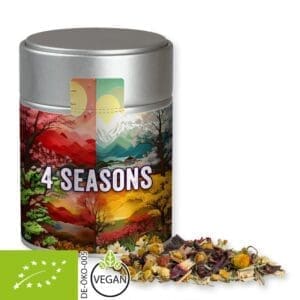 Kräutertee Bio Vierjahreszeiten, ca. 30g, Metalldose Midi silber