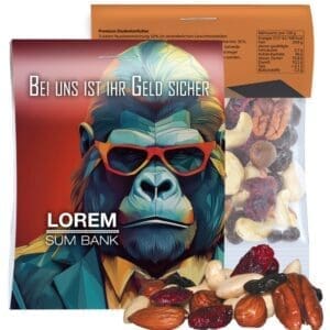 Premium Studentenfutter, ca. 15g, Express Midi-Tüte mit Werbereiter