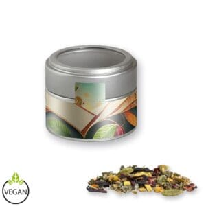 Relax-Tee, Ayurveda ca. 35g, Metalldose Mini mit Sichtfenster silber