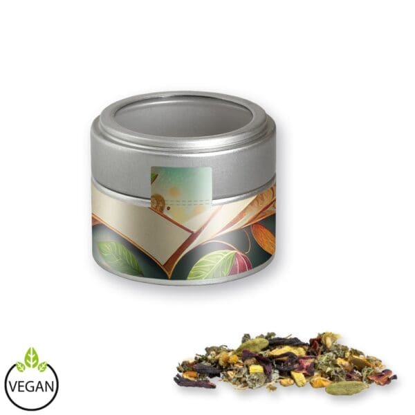 Relax-Tee, Ayurveda ca. 35g, Metalldose Mini mit Sichtfenster silber