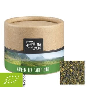 Tee Bio Grüner mit Minze, ca. 10g, Kraftpapierdose Mini