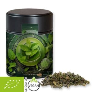 Tee Bio Grüner mit Minze, ca. 35g, Metalldose Midi schwarz
