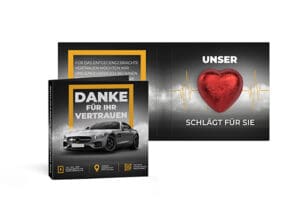 Schokoladen Werbekarte mit Lindt Herz 5 g