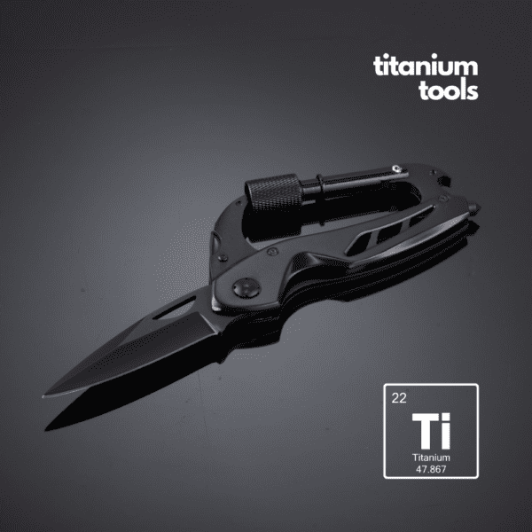 STAHL-MULTIFUNKTIONSWERKZEUG TITANBESCHICHTETES OPTIMA MIT KARABINER