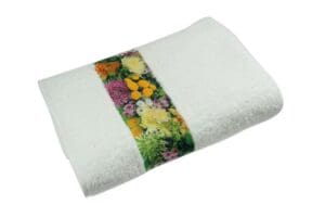 Badetuch Sophie Muval mit Sublimation Bordüre, 100x50 cm, 400 gr/m²
